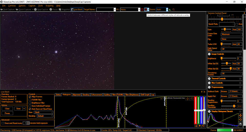 Software para astrofotografía: SharpCap