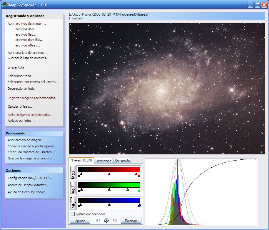 Software para astrofotografía: DeepSkyStacker